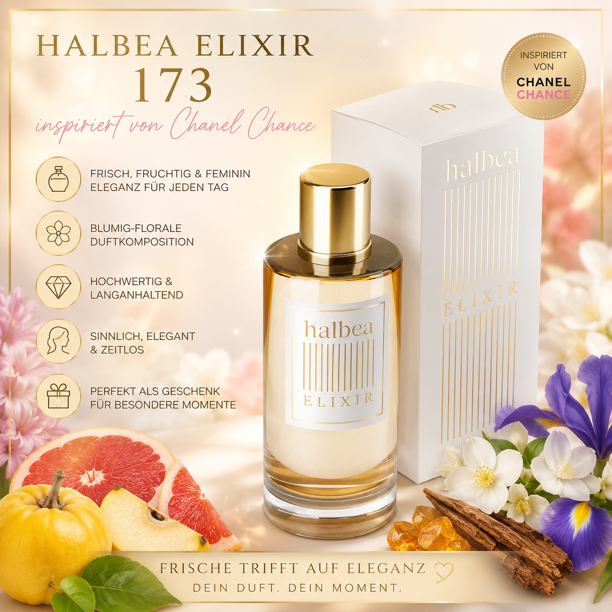 ✨🌸 Halbea Elixir 173 – Damenparfum🌸✨ 🌺 Inspiriert von Chanel Chance 🌺