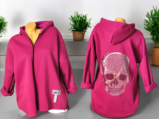 Jacke Totenkopf Strass Gold / Silber Gr. 42 - 46 in versch. Farben