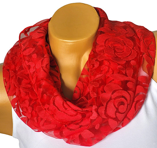 Spitzen - Loop mit Blumenmuster in versch. Farben