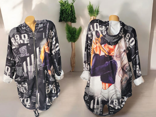 Motiv-Jacke Frau mit Hund Gr. 42 - 46 in 2 Farben