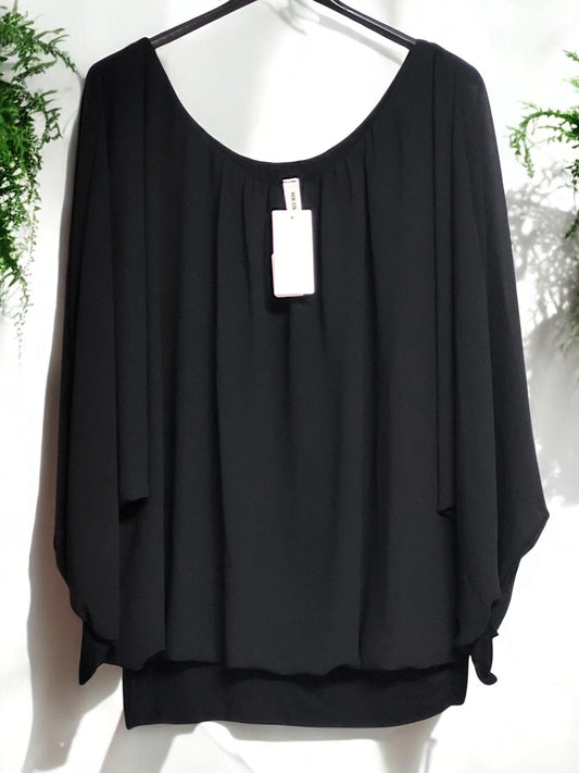 Langarm Flatterbluse Gr. 48 -54 in versch. Farben