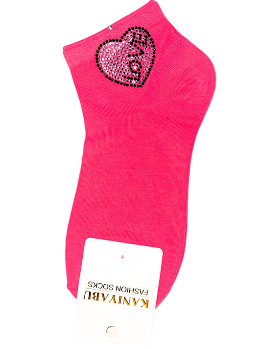 Söckchen mit Strass Heart Love Onesize Gr. 38 - 41 in versch. Farben