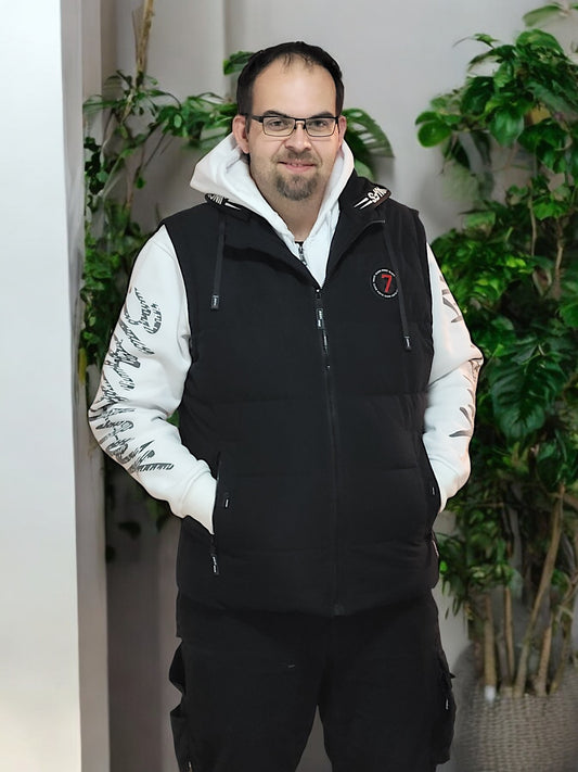 Daunen-Weste mit abnehmbarer Kapuze dunkelblau in versch. Größen