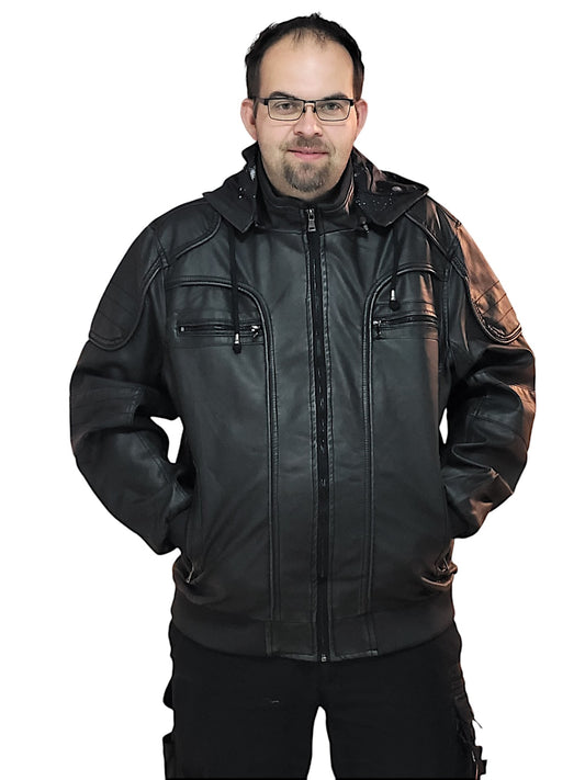 Herren - Lederjacke mit abnehmbarer Kapuze in versch. Größen