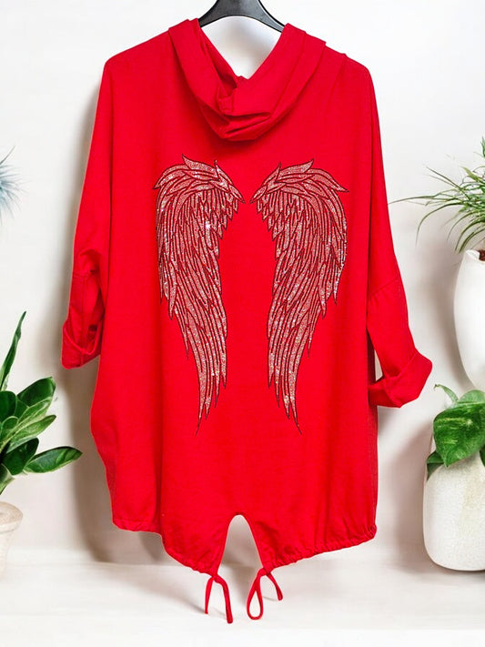 Sweatjacke Strass Engelsflügel Gr. 48 - 54