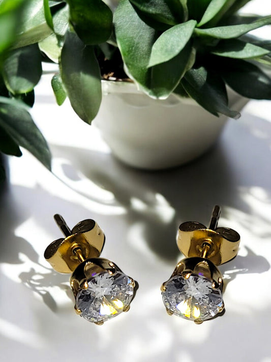 Klassischer Ohrstecker mit Zirkonia - Stein in Gold und Silber