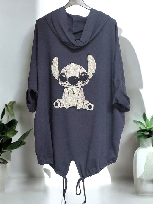 Sweatjacke mit Strass -Stitch auf dem Rücken Gr. 48 - 54 in versch. Farben