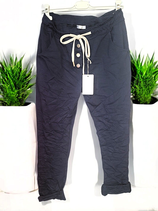 Jogpant mit Knöpfen und Zugband Gr. 38 - 44 in versch. Farben