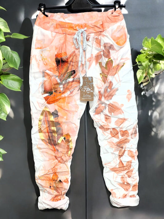 Gemusterte Jogpant Blätter Gr. 36 - 42 in 2 versch. Farben