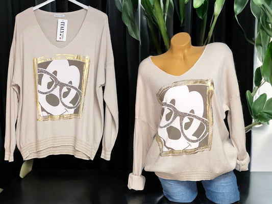 Feinstrick-Pullover mit Strass-Details Gr. 42-46 in versch. Farben