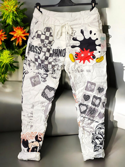 🌟👖 Trendige Motiv-Jogpant mit stylischem Strass | 4 Farben | Gr. 36-42 👖🌟