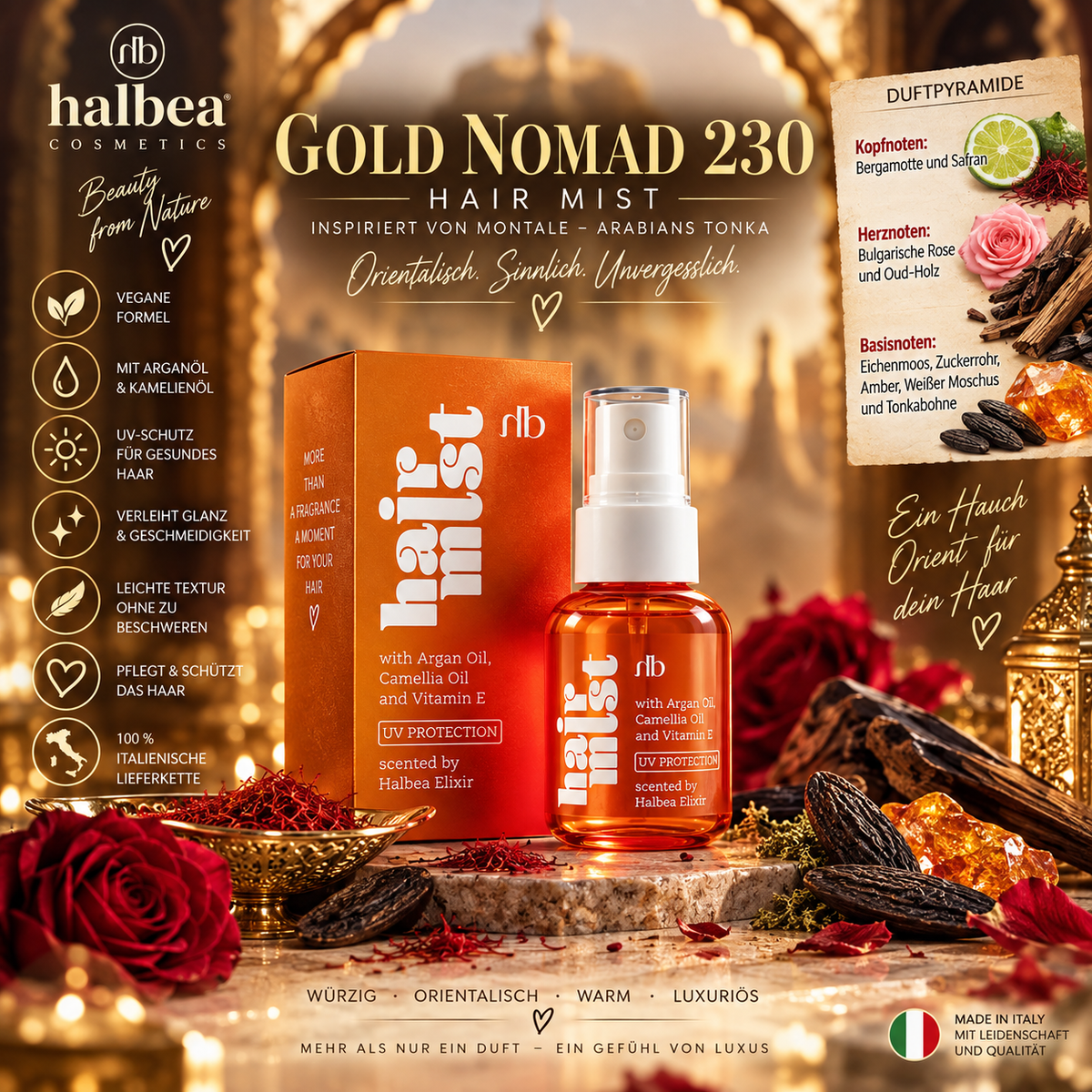 ✨ Gold Nomad 230 – Haarparfum 50 ml ✨ 🌙 Inspiriert von Montale – Arabians Tonka