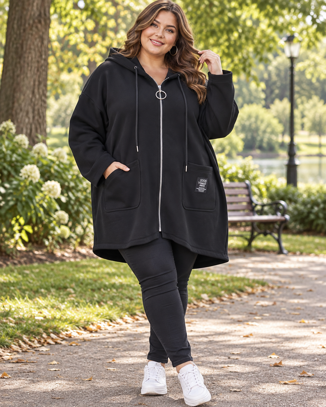 🖤✨ Oversize Sweatjacke mit Kapuze | Gr. 46–52 | innen Fleece ✨🖤