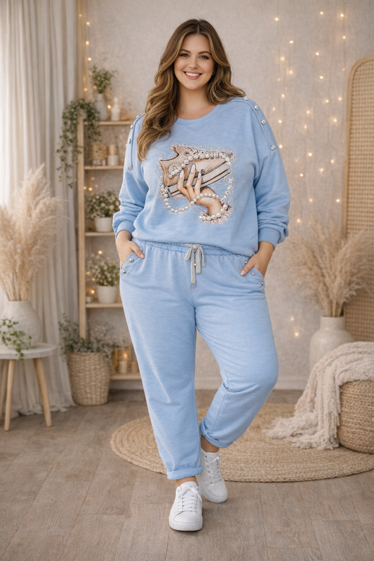 💙 Comfy Glam Jogpants – Einheitsgröße 48–54 ✨👖