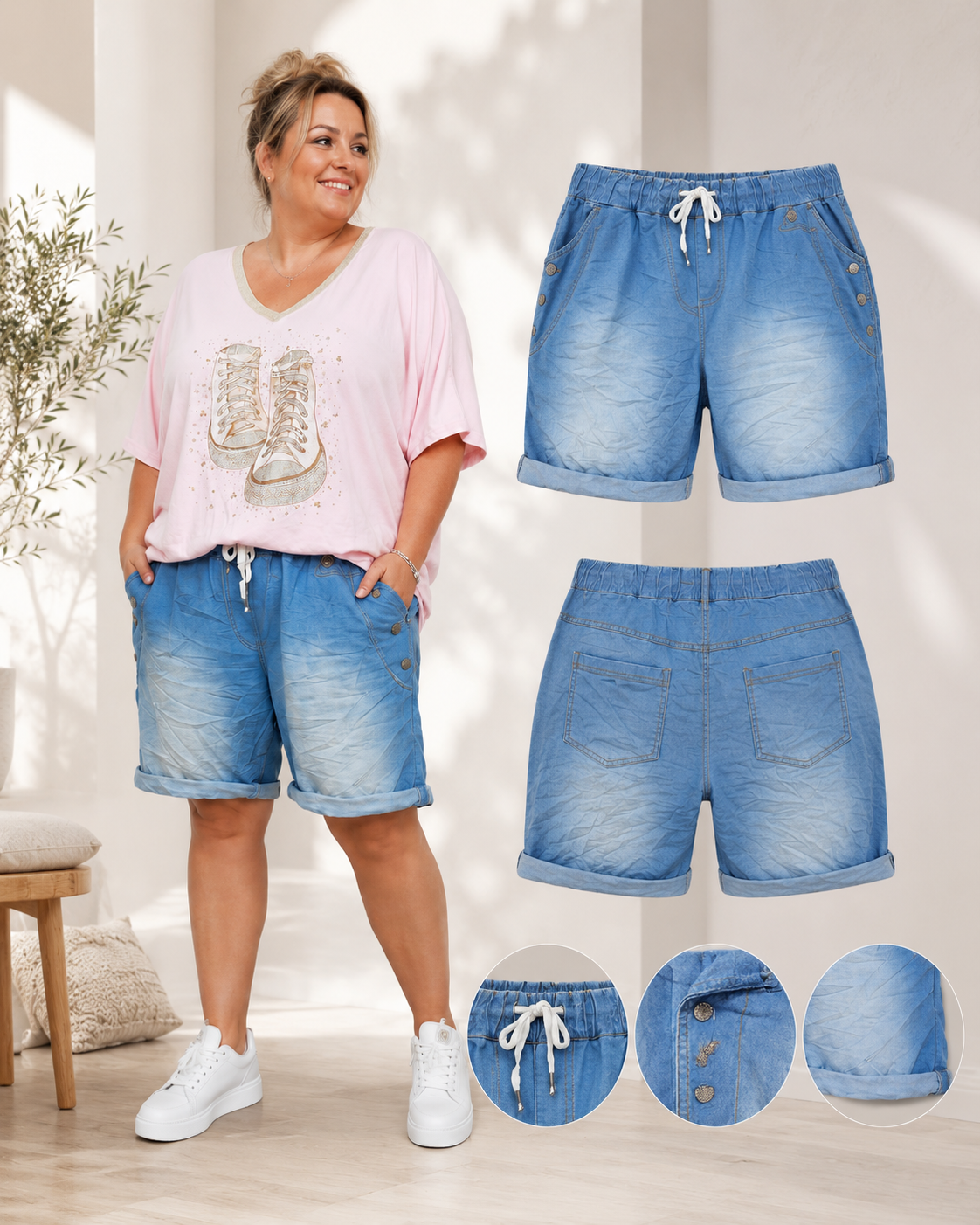 💙 Jeans-Shorts Denim-Look Gr. 44–48 ✨ Bequem & lässig