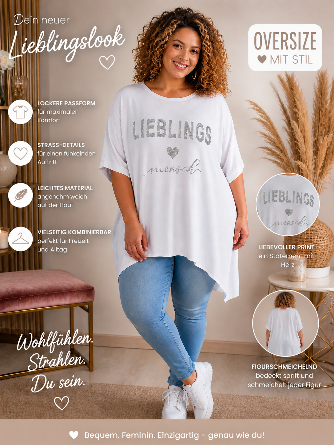✨ Oversize Shirt „Lieblingsmensch“ 🤍 Gr. 44–48 ✨