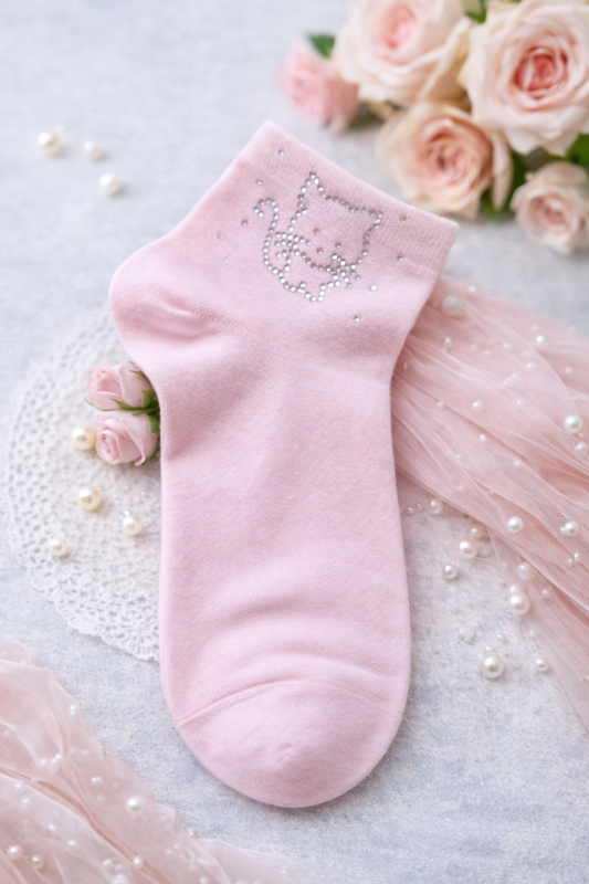 🧦✨ Damen Socken mit Glitzer-Katzenmotiv – Größe 38–41 | Mehrere Farben ✨🐱
