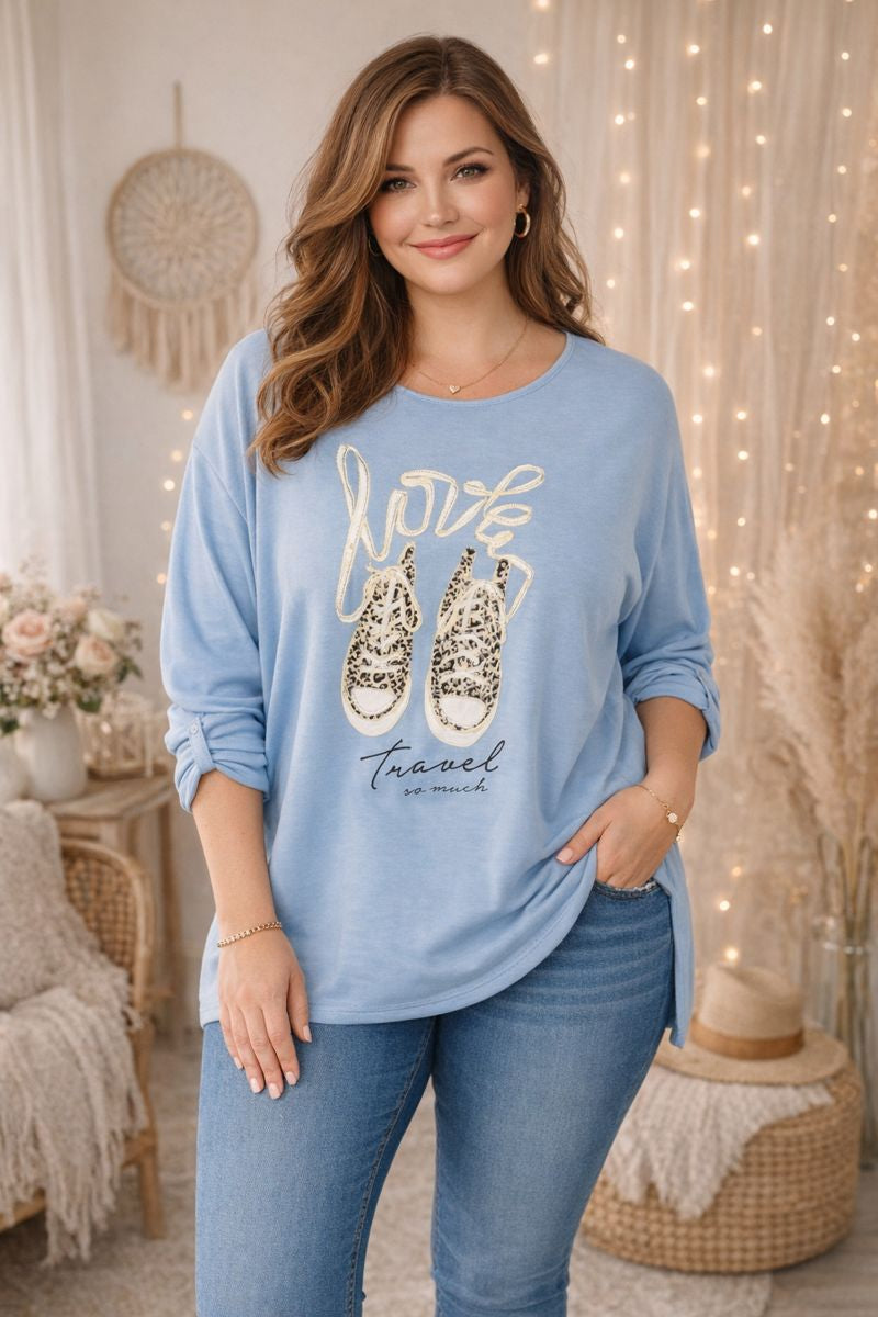✨ Sweatshirt „Love Sneaker“ mit Strass – Größe 46–52 ✨