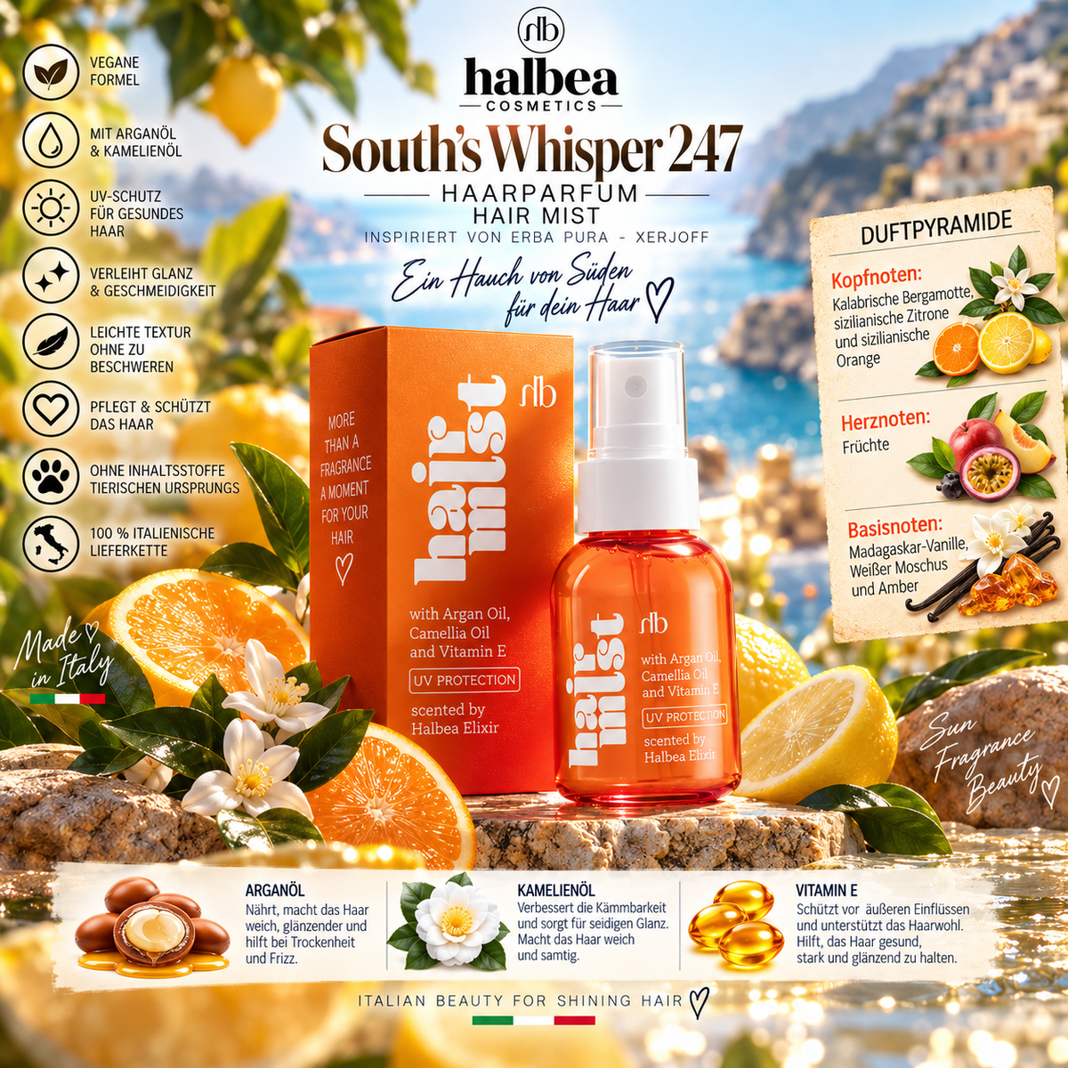 🍊✨ South’s Whisper 247 – Haarparfum 50 ml ✨🍋 🌿 • Unisex Inspiriert von Erba Pura – Xerjoff