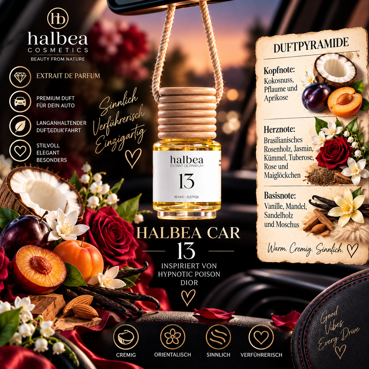 🍒✨ 13 – Halbea Car 10 ml – Extrait de Parfum ✨🍒 💜 Inspiriert von Hypnotic Poison – Dior 💜