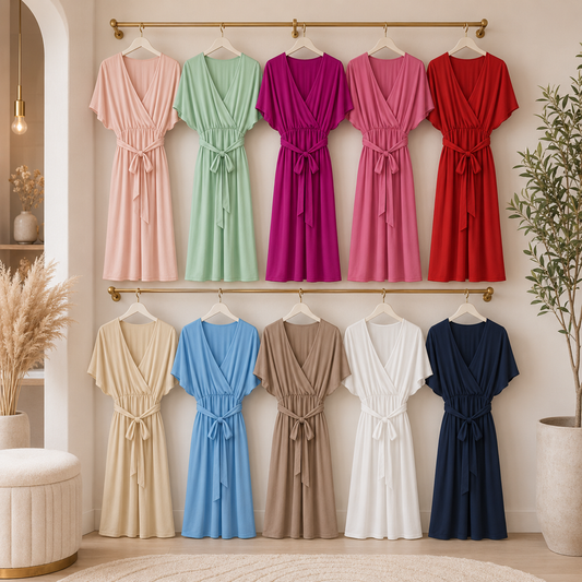 🌸👗 Jumpsuit mit Wickeloptik & Bindegürtel – Gr. 48–52 | 💕 Luftig, Elegant & Bequem 👗🌸