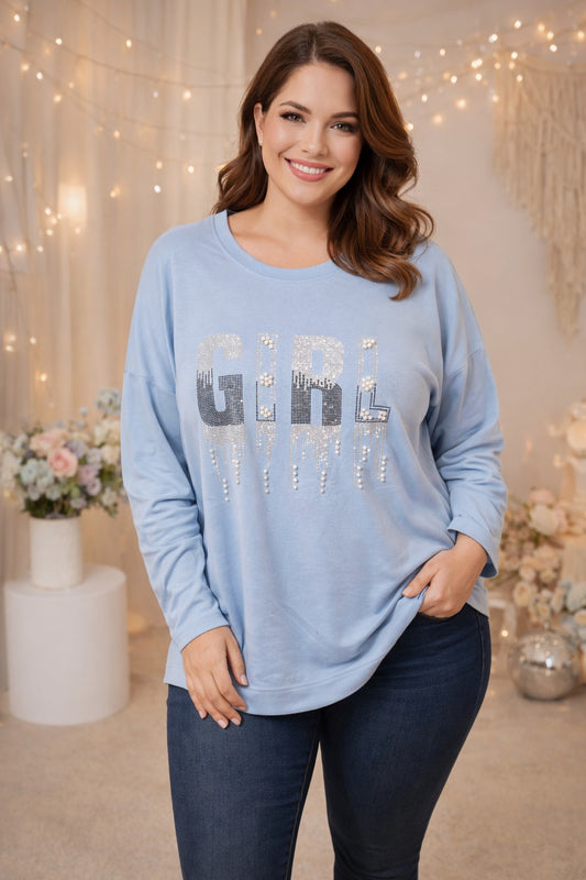 ✨ Trendiges „GIRL“-Shirt mit funkelnden Details ✨