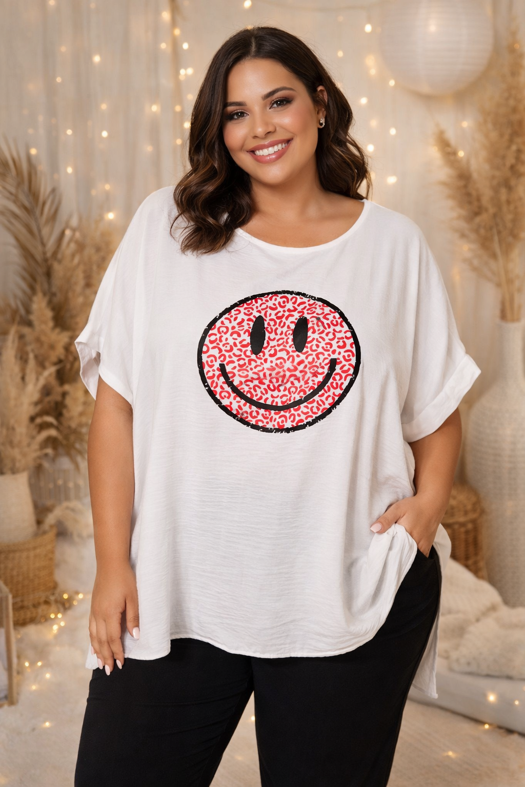 🌸 Blusen-Shirt Smiley – 2 Farben | Größe 46–50 | Locker & Stylisch 😍✨ 🌸
