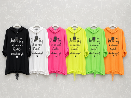💚✨ Oversize Hoodie „Jeder Tag ist ein neues Kapitel“ ✨💚 | Gr. 46–52 👗 | 6 Farben 🌈 | Mit Kapuze 🧥 | Vorbestellung 🛒