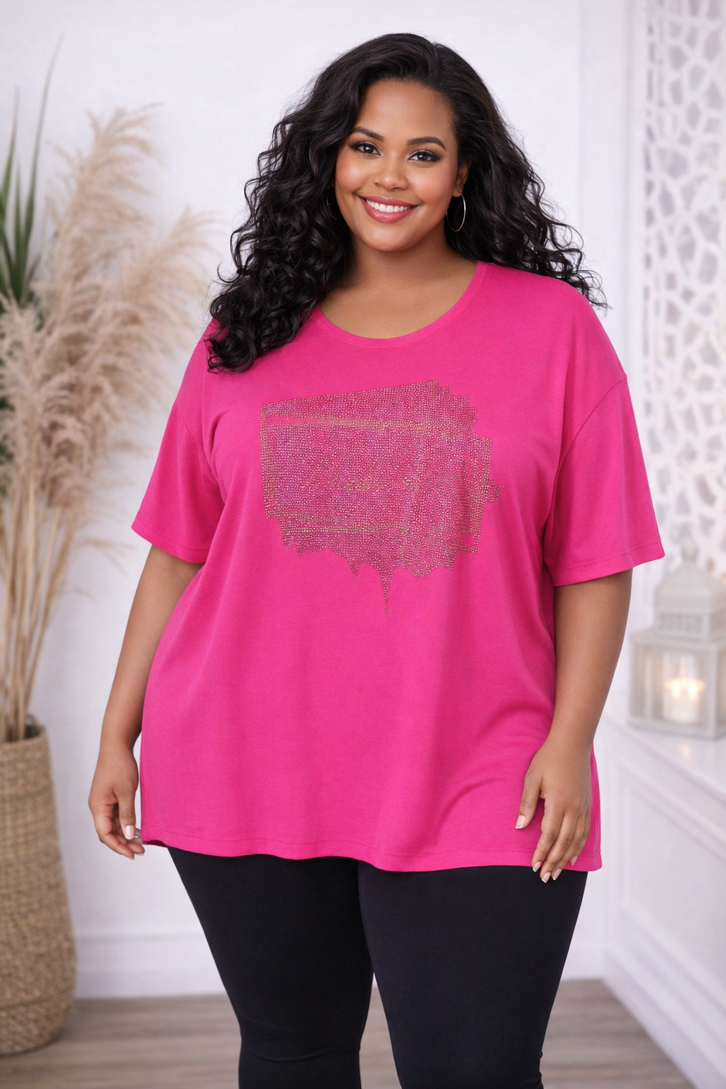 ✨ T-Shirt „Fashion“ mit Strass – 5 Farben | Größe 52–56 | Glitzer trifft Komfort 💎👚