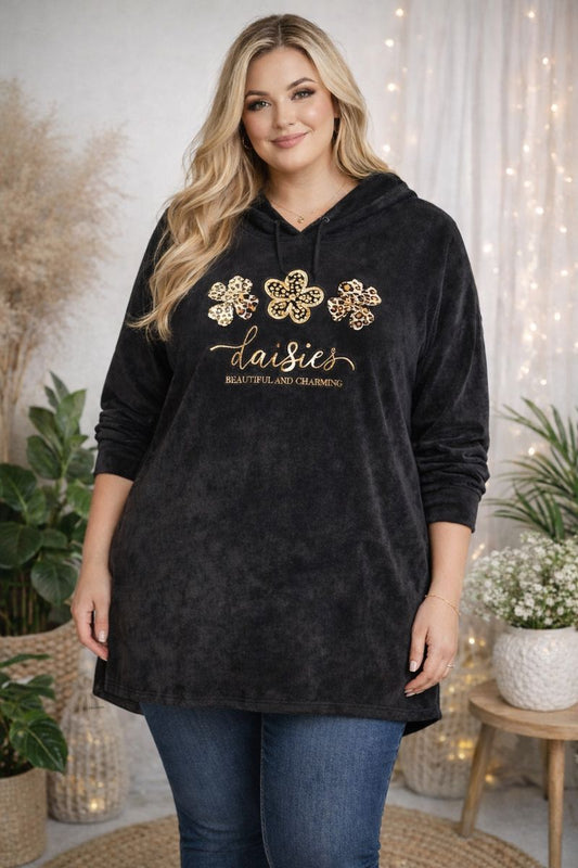 🌼 Feincord-Hoodie mit Gold-Print – 5 Farben – Gr. 52–56 🌼