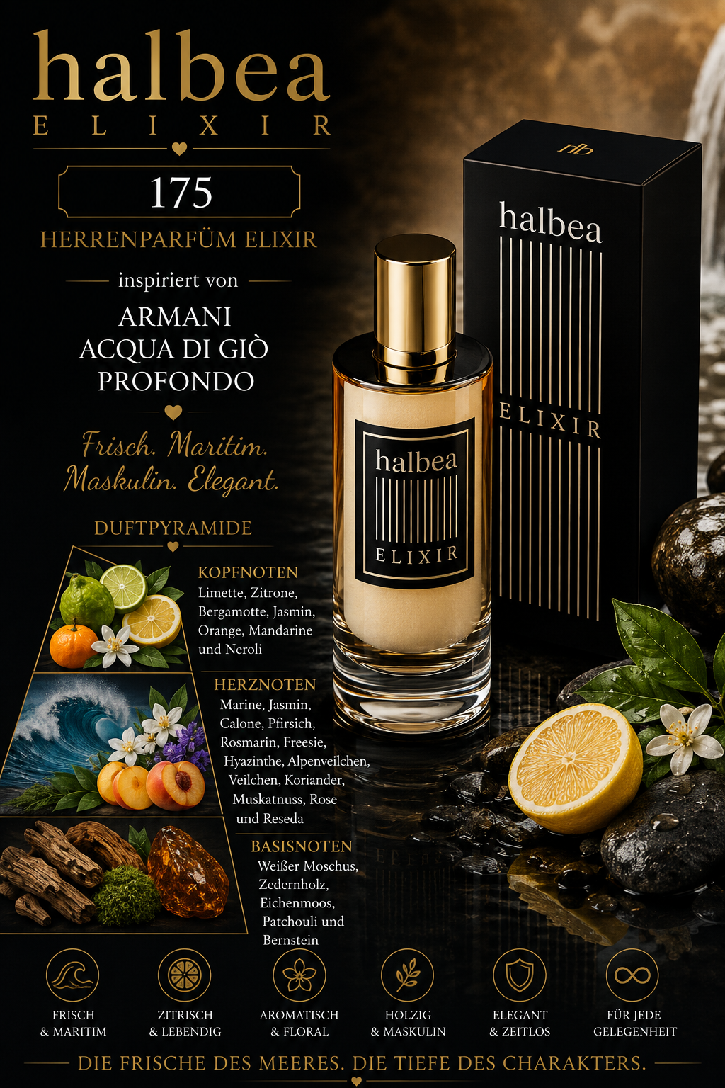 🌊💙 Halbea 175 – Herrenparfum Elixir | inspiriert von Armani Acqua di Giò Profondo 💙🌊