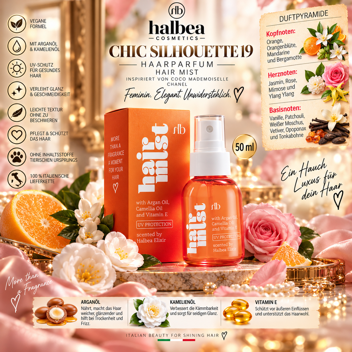 ✨ Chic Silhouette 19 – Haarparfum | Hair Mist – 50 ml ✨ 🌸 Inspiriert von Coco Mademoiselle – Chanel