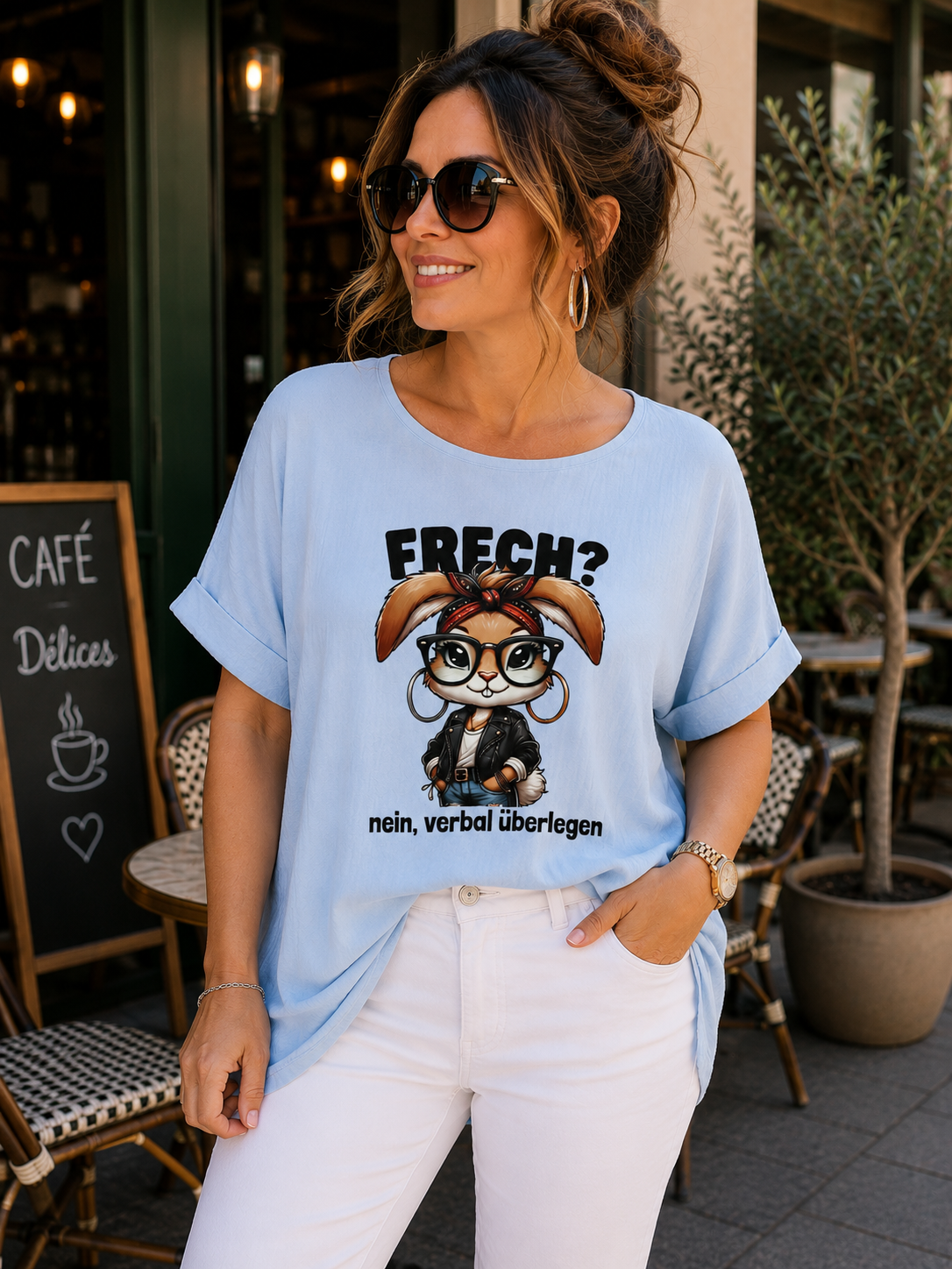 🐰✨ Blusen-Shirt „Frech? Nein, verbal überlegen“ – Dein neues Lieblingsshirt! 💙🤍
