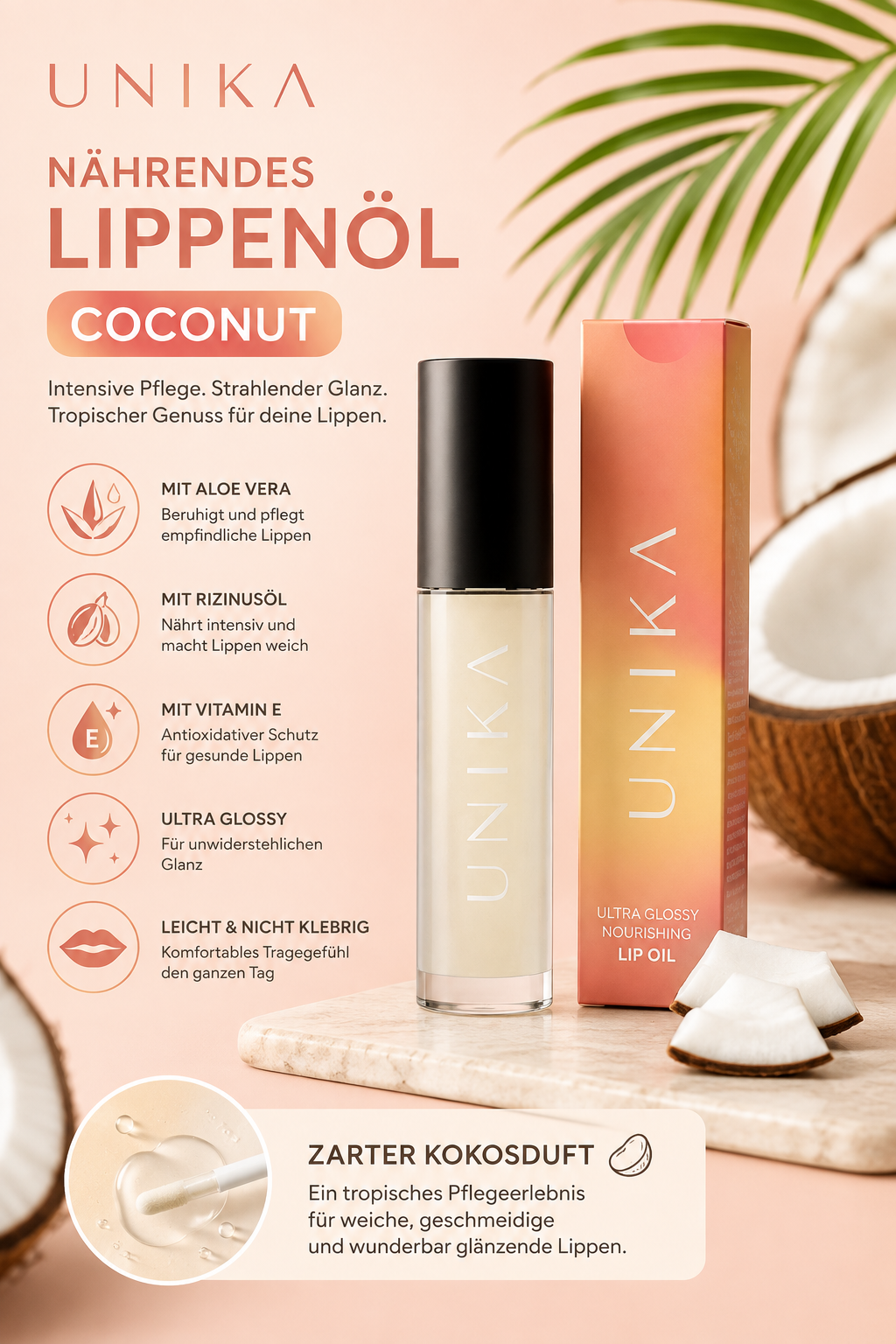 🥥✨ Nährendes Lippenöl „Coconut“ – Glanz, Pflege & tropisches Feeling | 4,5 ml 💋🌴