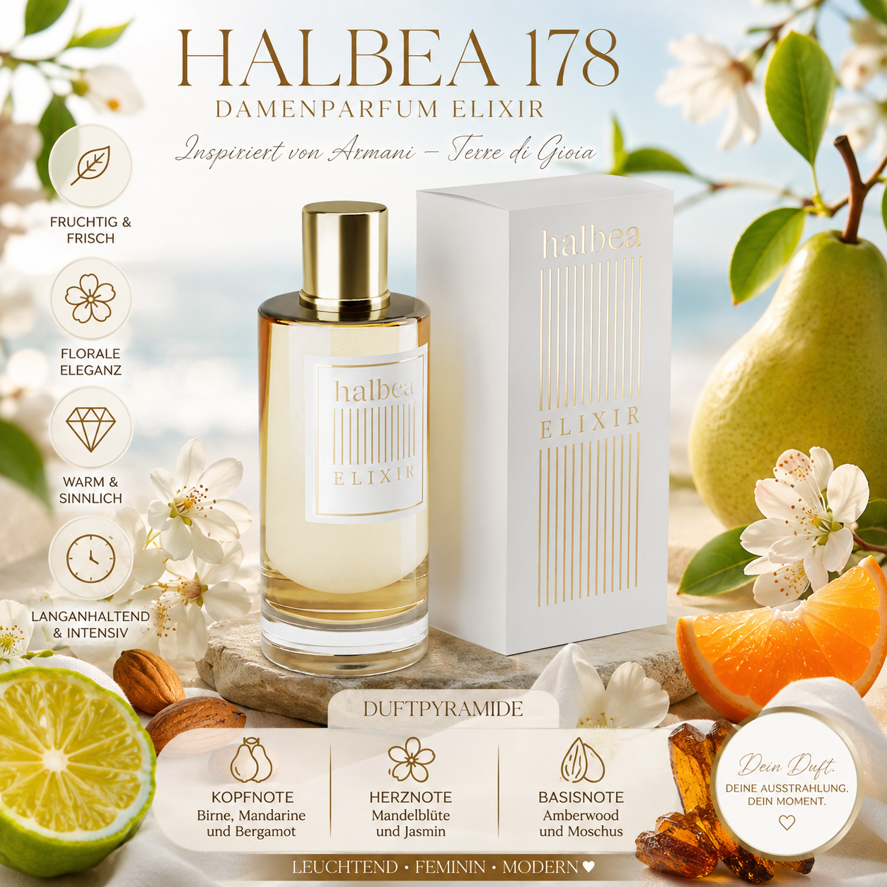 🌸 Halbea 178 Damenparfum Elixir 🌸 Inspiriert von Armani – Terre di Gioia ✨