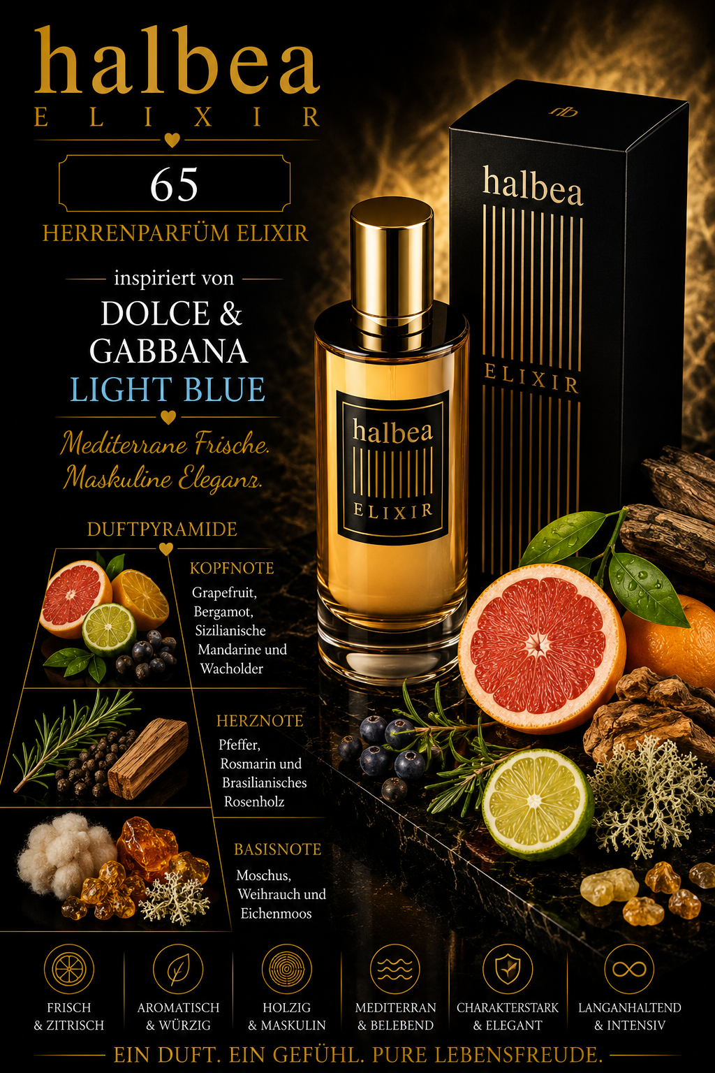 🌊🍋 65 – HERRENPARFUM ELIXIR 🍋🌊 ✨ Inspiriert von Dolce & Gabbana – Light Blue ✨