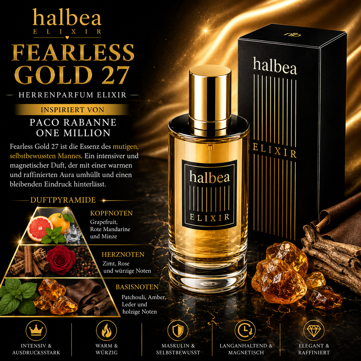 💛✨ Fearless Gold 27 – Herrenparfum Elixir | inspiriert von Paco Rabanne – One Million ✨💛