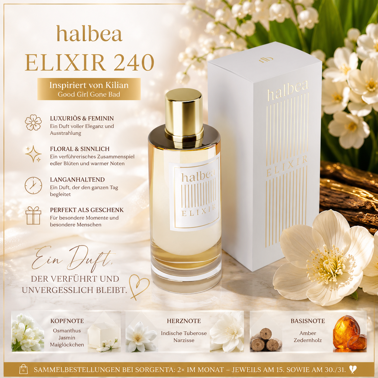 🌸✨ Halbea 240 Damenparfum Elixir ✨🌸 🌺 Inspiriert von Kilian – Good Girl Gone Bad 🌺