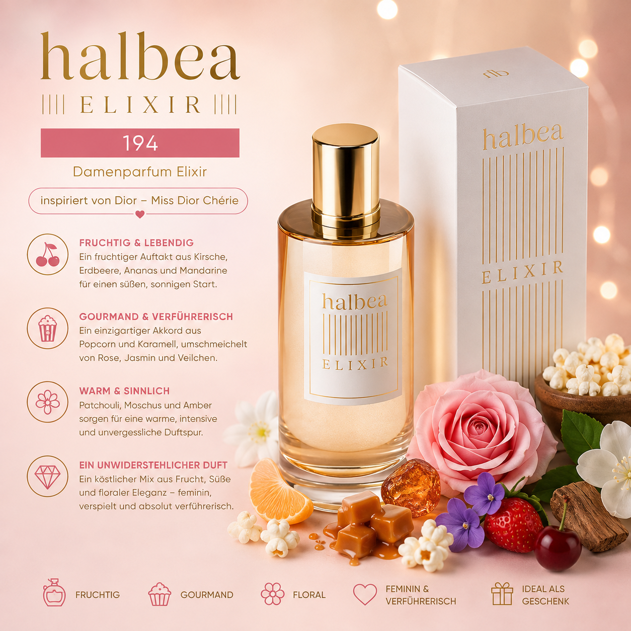 🍒✨ Halbea 194 – Damenparfum Elixir ✨🍓 💕💖 inspiriert von Dior – Miss Dior Chérie 💖