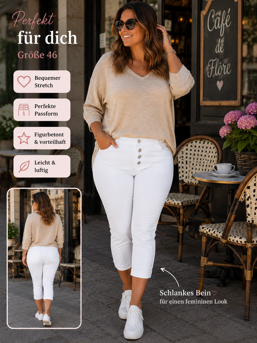 🤍✨ Karostar Capri-Jeans Weiß – KC25102-11 | Gr. 46 ✨🤍