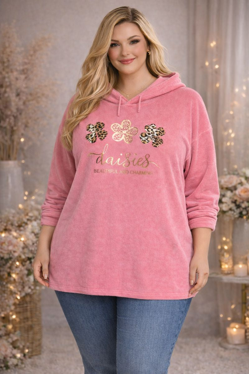 🌼 Feincord-Hoodie mit Gold-Print – 5 Farben – Gr. 52–56 🌼