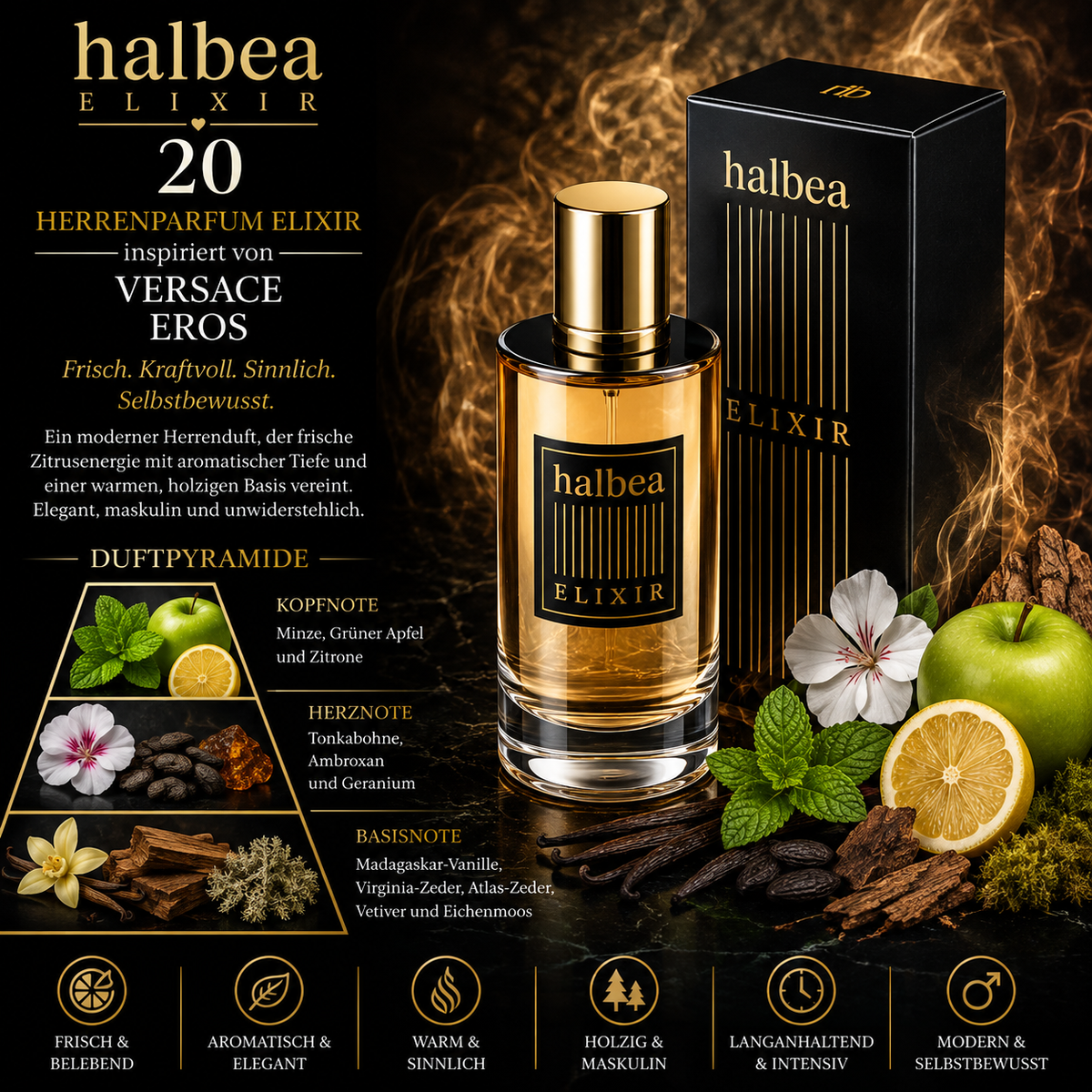 💙 HALBEA 20 – HERRENPARFUM ELIXIR 💙 ✨ Inspiriert von Versace – Eros ✨
