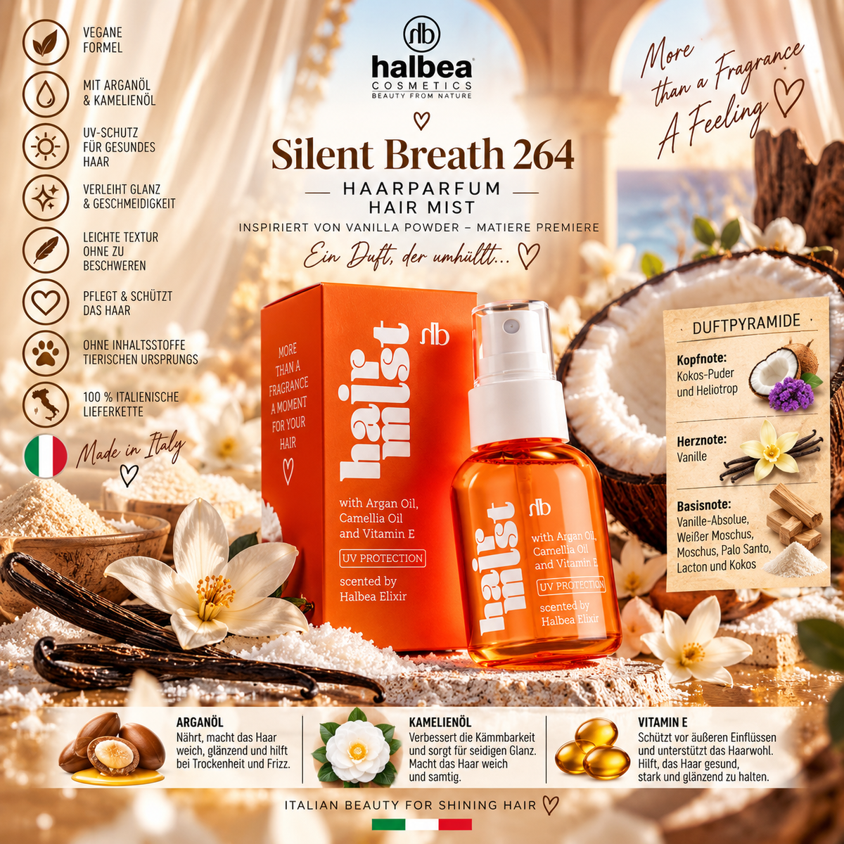 🤍✨ Silent Breath 264 – Haarparfum Hair Mist 50 ml ✨🤍 🥥 Inspiriert von Vanilla Powder – Matiere Premiere