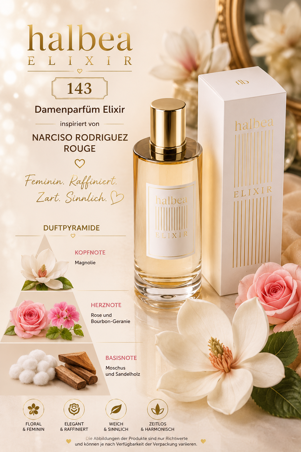 🌸✨ Halbea 143 – Damenparfum Elixir | inspiriert von Narciso Rodriguez – Rouge ✨🌸