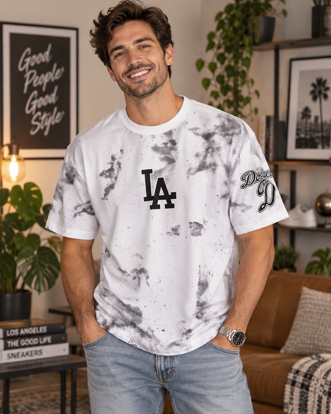 🤍🖤 LA T-Shirt für Herren – urbaner Style mit besonderem Look 🖤🤍