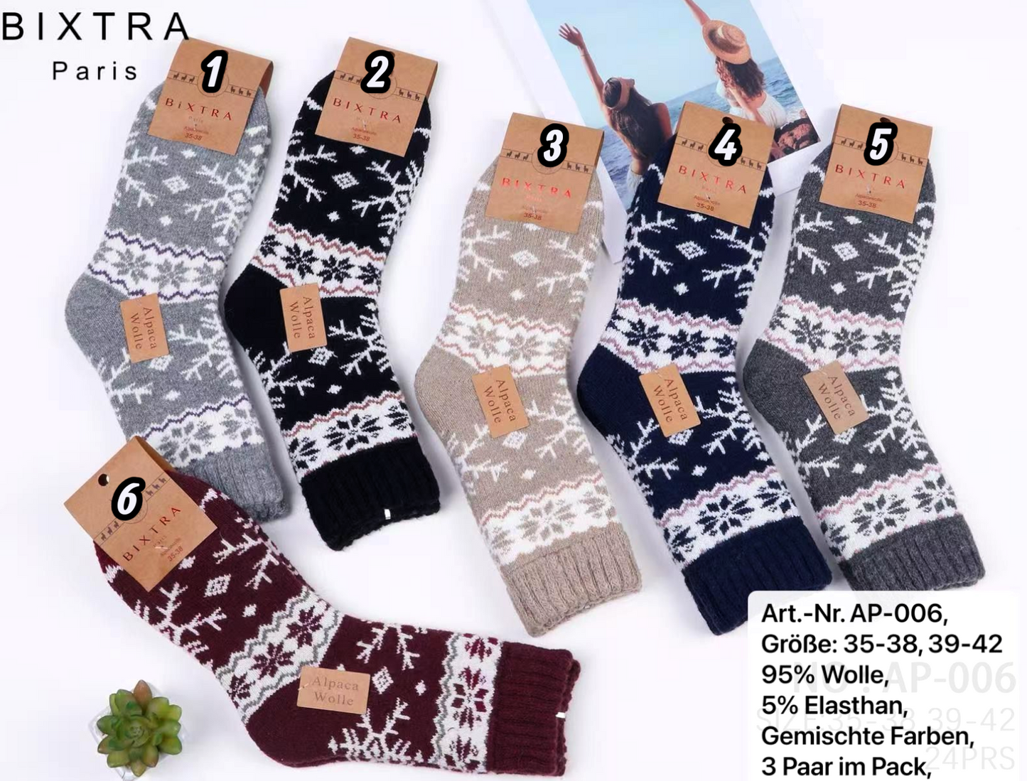 🧦 Kuschelige Alpaka-Wollsocken – 6 Farben, 2 Größen, im 3er Pack! ❄️