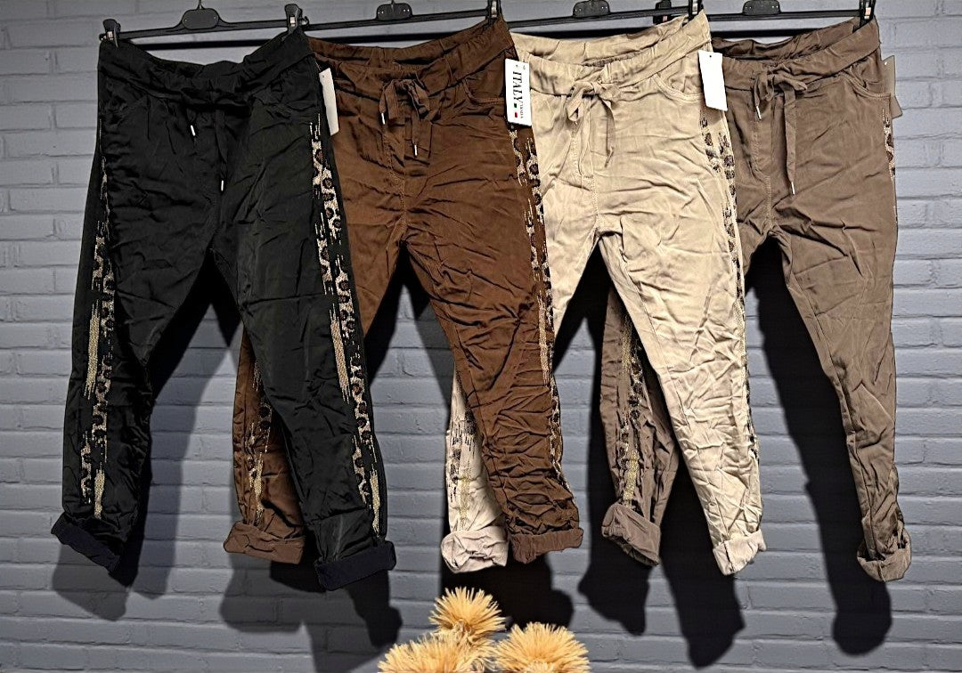 🐍 Damen Stretch-Hose mit Schlangenprint-Streifen – Gr. 38–44