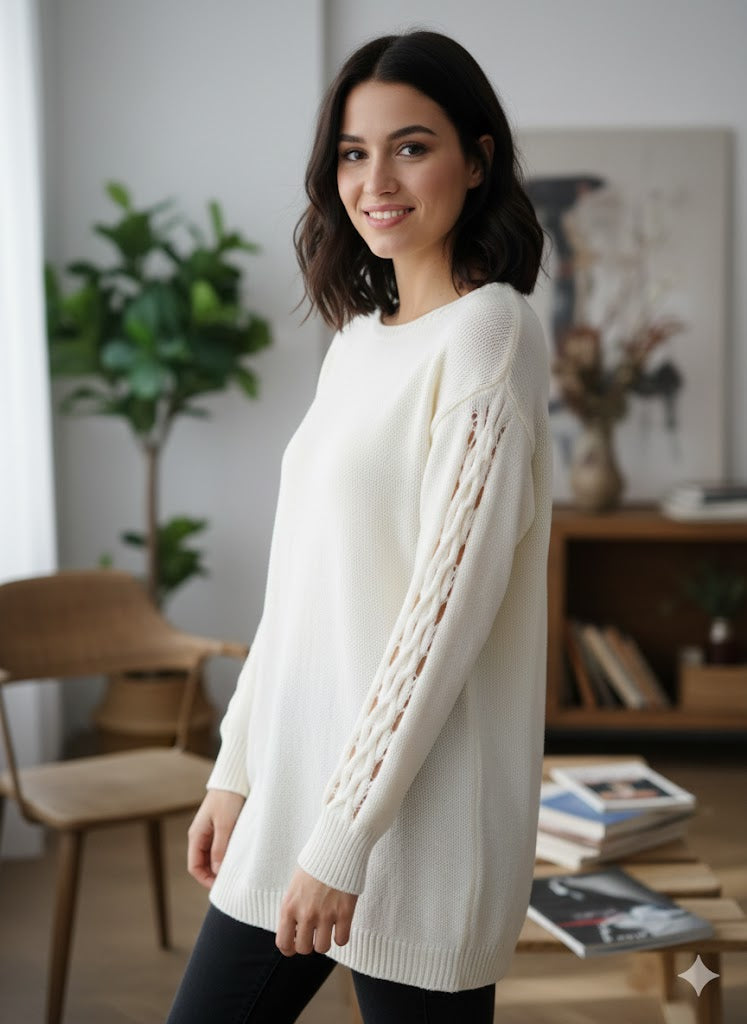 ✨ Longpullover mit CutOuts – Gr. 38–44, 2 Farben ✨