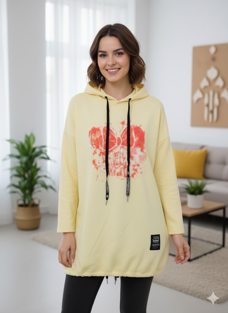 💖 Hoodie mit Print – superweich & stylisch! 🌈 Erhältlich in 2 Farben | Gr. 42–46 tragbar