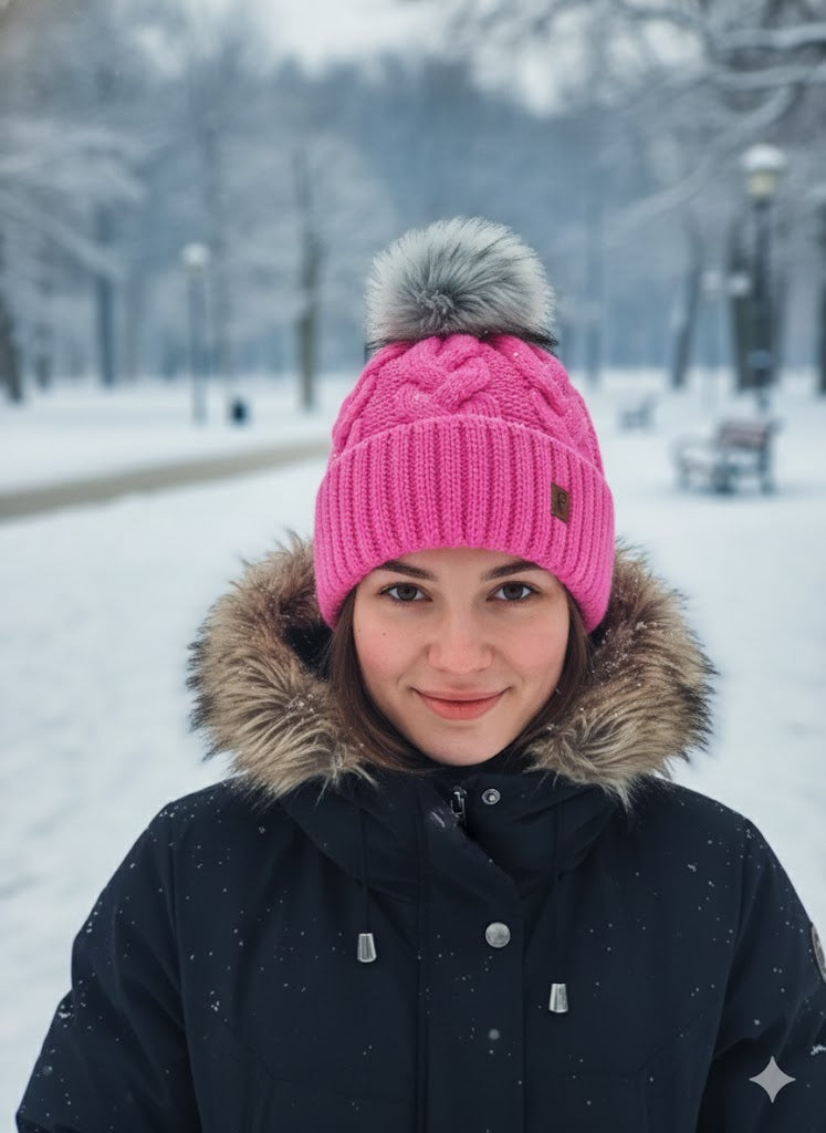 ❄️ Wintermütze mit Fellbommel – in 3 Farben! ❄️🧶